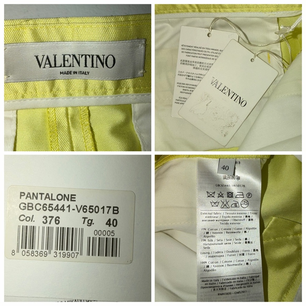 VALENTINO Mikado Silk Blend Pants Chartreuse Yellow Green IT40 US4 NWT ⚪️ - Picture 14 of 14